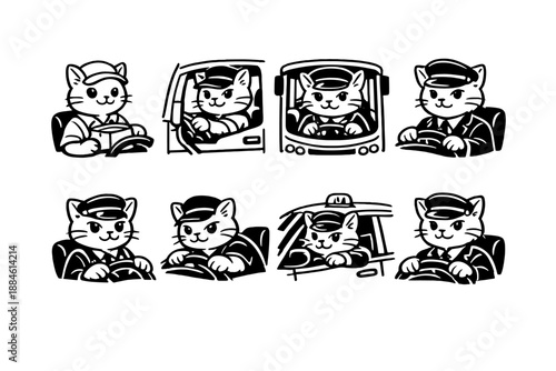 Transport and Vehicle Icons Set: Featuring Driver, Taxi, Bus, Truck, Car, Delivery, Emergency, and more