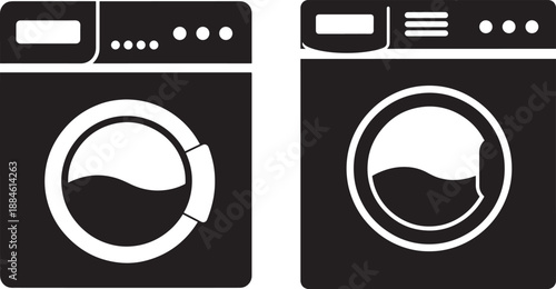 Silhouette of two front load washers household