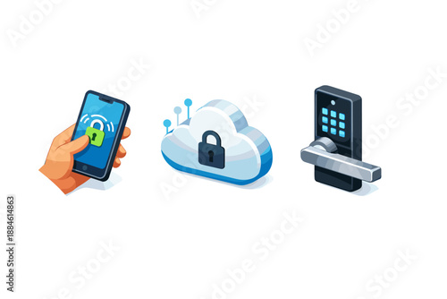 Security and protection icon set. Including lock, shield, encryption, access, firewall, secure, password, data, device, safety, and more.