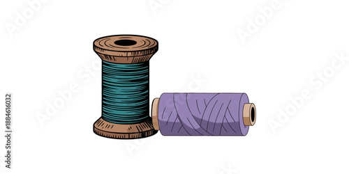 Spools of Thread Icons. Straight, Diagonal, and Curved Winding Styles.