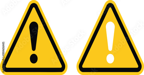 Warning Icon Set – Hazard and Caution Symbols with Exclamation Marks