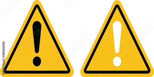 Warning Icon Set – Hazard and Caution Symbols with Exclamation Marks