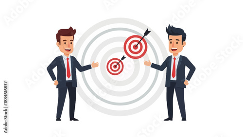 Businessmen aiming for goals, teamwork, strategy, success, target concept