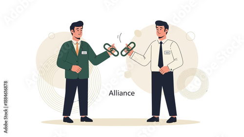 Businessmen Connecting Linked Chains for Alliance and Partnership Concept