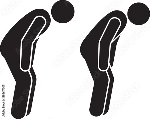 Person silhouette bowing down respect and reverence