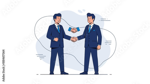 Businessmen shaking hands, closing a deal, partnership concept illustration