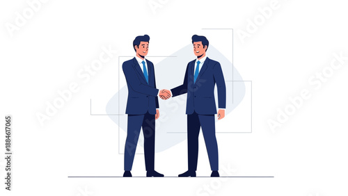 Businessmen shaking hands, partnership agreement, success, teamwork, corporate deal illustration