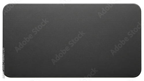 Plain black rectangular anti fatigue standing desk mat with round edge isolated with transparent background