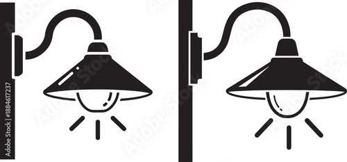 Street light silhouette pole and retro classic lamp