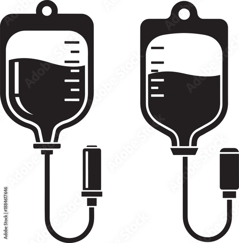 Silhouette of blood transfusion iv bags illustration