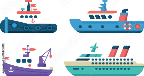Colorful Cartoon Ships and Boats – Nautical Transport Collection