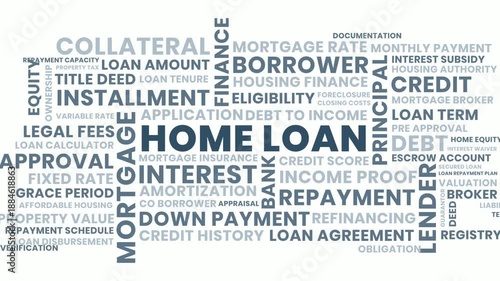 Home Loan Word Cloud Animation, Home Loan Word Cloud, Real Estate Finance
