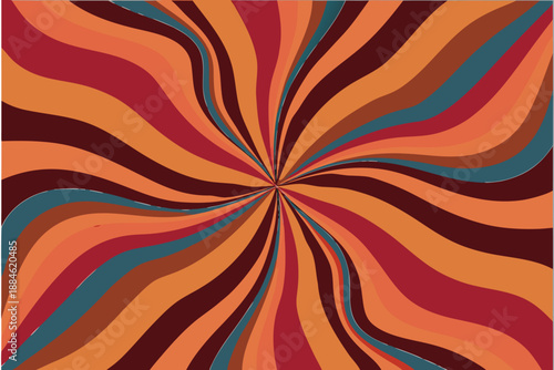 A vibrant swirling pattern of colorful bands radiating from the center