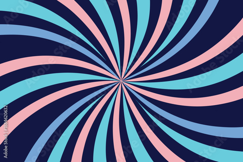 A vibrant hypnotic swirl of pink turquoise and lavender hues radiating