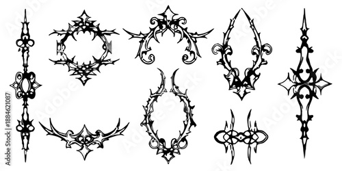 Abstract black and white sketch of swirling and fragmented shapes on a dark background