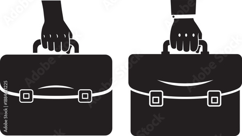 Briefcase with hand silhouette business accessories