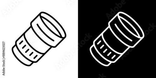 Camera Lens Icon Of Line Black And White Style