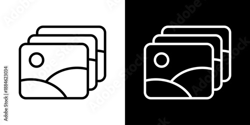 Landscape Photography Icon Of Line Black And White Style