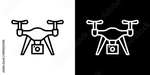 Drone Camera Icon Of Line Black And White Style