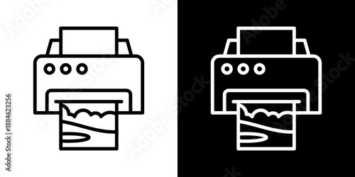 Photo Print Icon Of Line Black And White Style