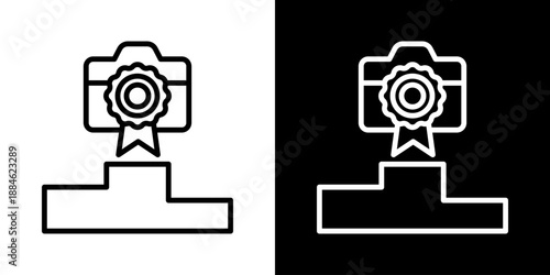 Photo Contest Icon Of Line Black And White Style