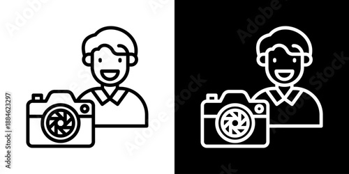 Photographer Icon Of Line Black And White Style