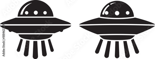 Two simple ufo silhouette spacecraft flying design