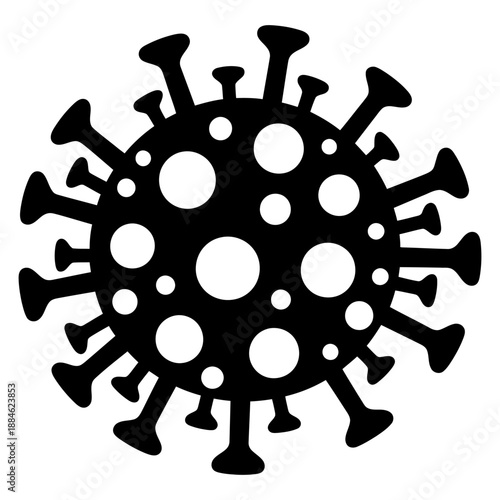 Coronavirus bacteria illustration showing virus structure with spike proteins on surface for healthcare medical research biology education science concept isolated over white background