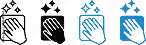 Outline and Solid Black Icon with Sparkle Stars Comparison Design