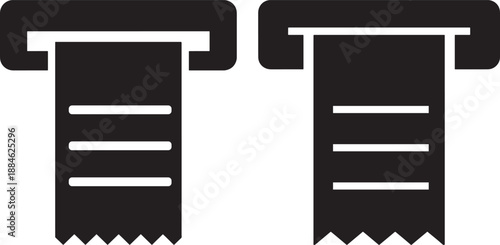Atm receipt silhouette and paper slip for money cash