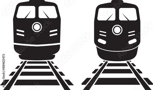 Front view of train silhouette vector illustration