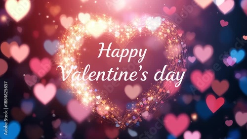 Valentines Day hearts holiday love greeting illustration background red winter decoration