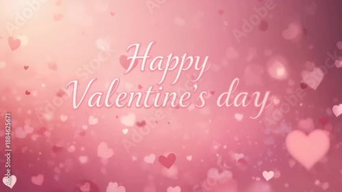 Pink Valentine day Greeting Card with Hearts and Holiday Love Design