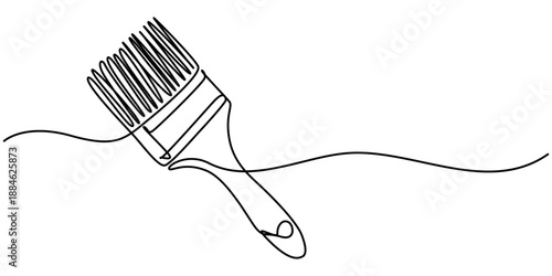 Continuous one line drawing of painting brush, Construction and repair. one line Art icon drawing vector. 