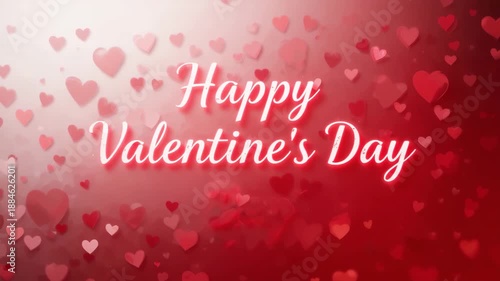 Happy Valentines Day greeting card with red and pink hearts on a festive love themed background design
