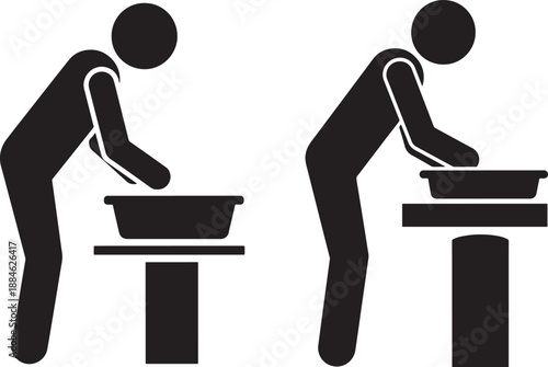 Person washing hands silhouette at sink hygiene icon