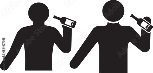 Silhouette of person drinking from alcohol bottle