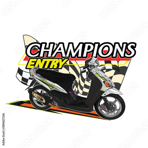 automatic motorbike design for poster events,t-shirt design ,team sport  