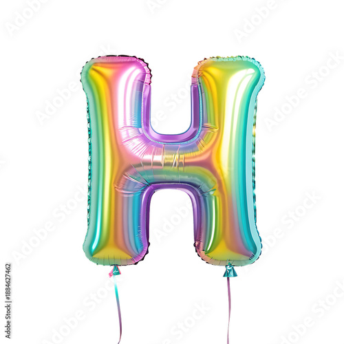  Colorful shiny 3D letter H balloon for party celebration isolated on a transparent background