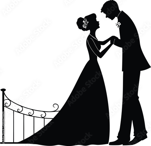 Black couple moment silhouette Valentine Vector 

