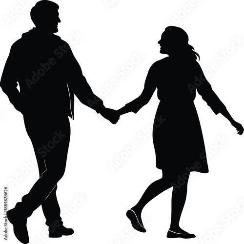 Black couple moment silhouette Valentine Vector 
