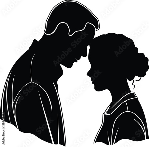 Black couple moment silhouette Valentine Vector 
