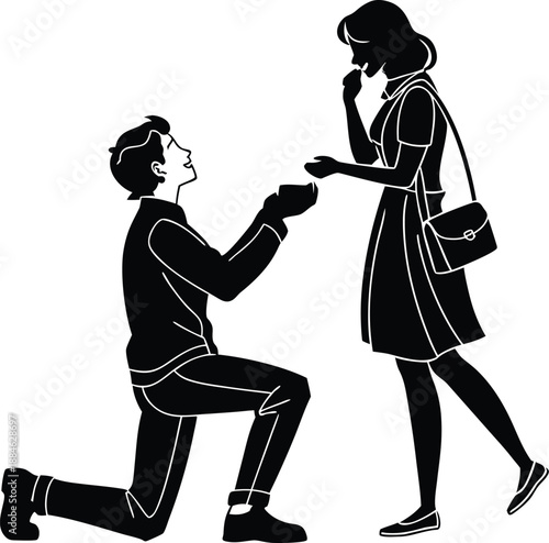 Black couple moment silhouette Valentine Vector 
