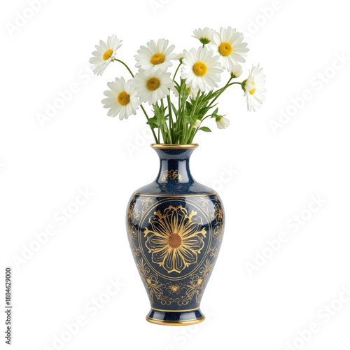 Wallpaper Mural Elegant blue vase with white daisies isolated on transparent background Torontodigital.ca