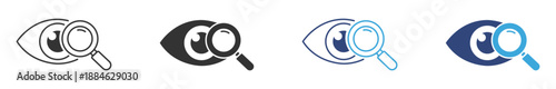 Search Eye Icon Set. View and Find Symbols. Vision & Lookup Collection, Vector Illustration.