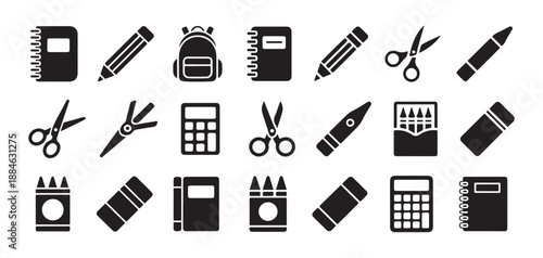 School and Education Line Icon set. Science and Learning vector, Academic Tools, icon. vector illustration eps 10