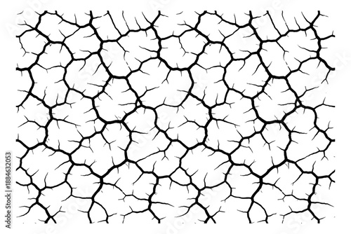 Line art illustration of a cracked texture depicting damage for grunge backgrounds
