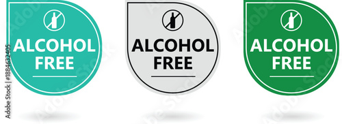 Alcohol-Free Product Certification Badges in Green and grey Designed for Healthy Lifestyle Branding, Clean Packaging, and Wellness-Focused Labels