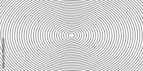 Concentric Circle Lines Pattern. Abstract Geometric Textured Black and White Background. Vector Art.