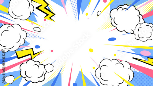 ポップな勢いのある背景／爆発と集中線